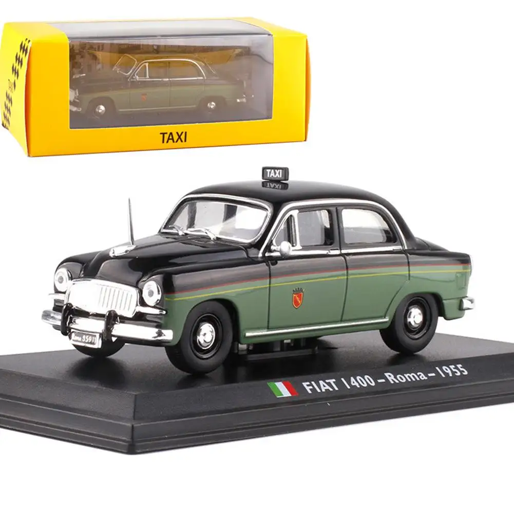 1:43 Classic Roman Taxi Alloy Car Model Toy With Display Case Collected Toys Alloy Plastic Rubber High Simulation Birthday Gifts