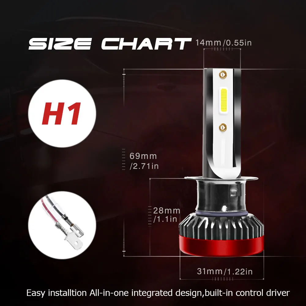 2 шт. 55 Вт Автомобильные фары светодиодный лампы H1 H7 9005 HB3 9006 HB4 H8 H9 H11 9012 Socke Тип 6000K белый Conversion Kit удобно для "сделай сам"