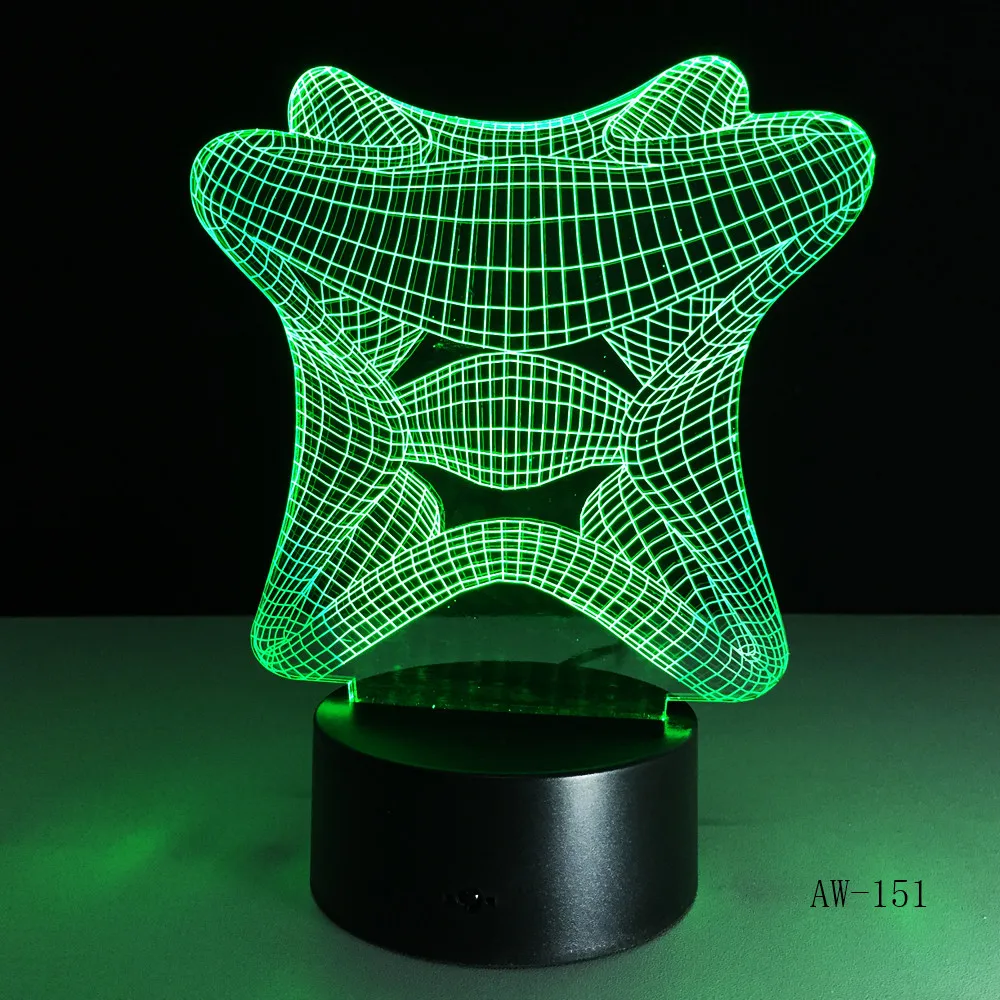 

New 3D Abstract Design Lamp LED Night Lights with USB Cable Lighting as Indoor Room Decoration 7 Colors Birthday DecoAW-151