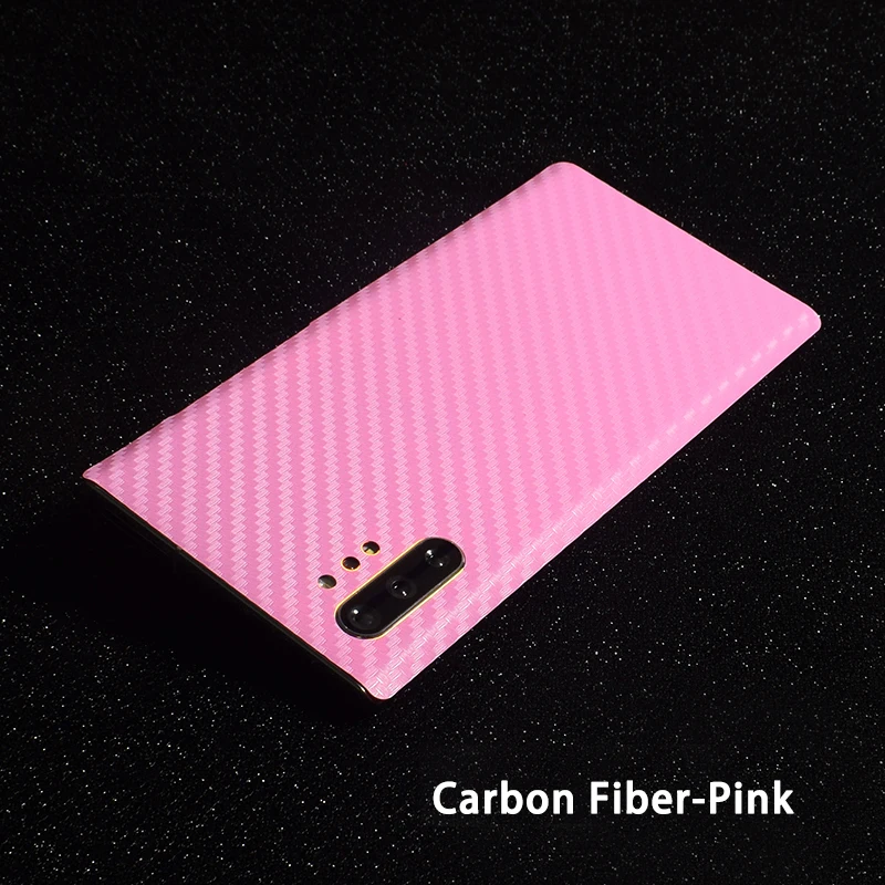 3D углеродное волокно/кожа/дерево скины Телефон задняя наклейка для SAMSUNG Galaxy Note 10 Plus Note 10 A60 A80 Прозрачный матовый стикер - Цвет: Carbon Fiber Pink