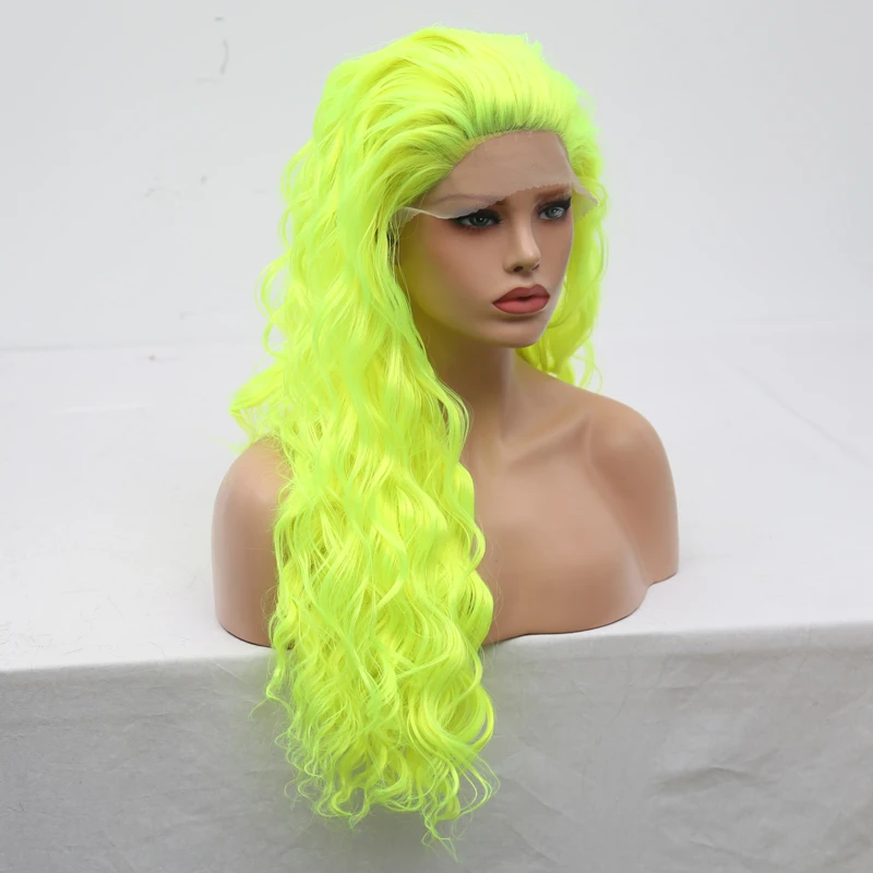 Харизма волос синтетический парик фронта шнурка свободная часть Glueless термостойкие волокна зеленые парики для женщин 180% Полная плотность