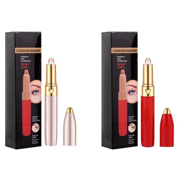 

2 Set USB 150MAh Electric Eyebrow Trimmer Pen Hair Remover Eyebrow Razor/Epilator Trimmer Face Shaver Gold & Red