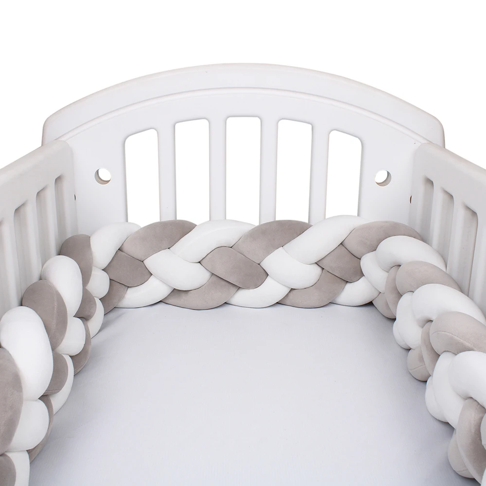 Cama de bebê pára-choques trança travesseiro almofada para meninos meninas bebê berço pára-choques protetor cuna para bebe decoração do quarto 2.2m/3m