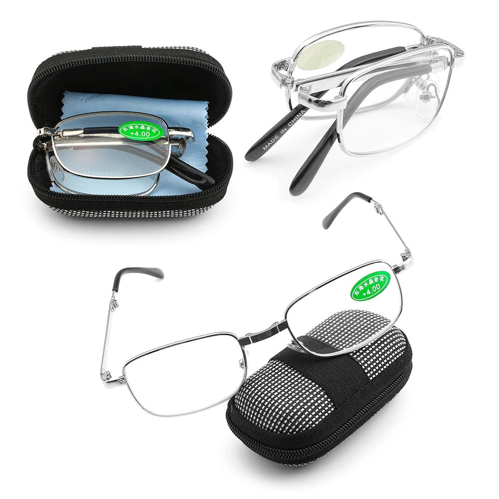 Унисекс прогрессивные Мультифокальные очки для пресбиопии+ 1,00~+ 4,00 градусов складные металлические очки для чтения включает Чехол для очков - Цвет оправы: Set 1