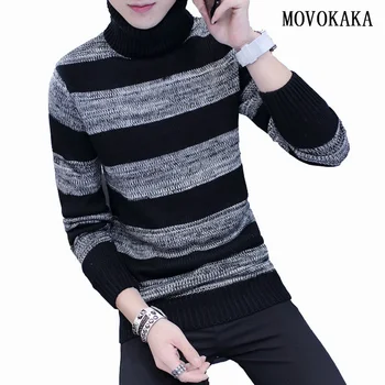 

Fashion Brand Stripe Sweater Men Turtleneck Pullover Men Pull Men Knit Sweater Male Pullovers Winter Turtleneck Warm Sweater Man