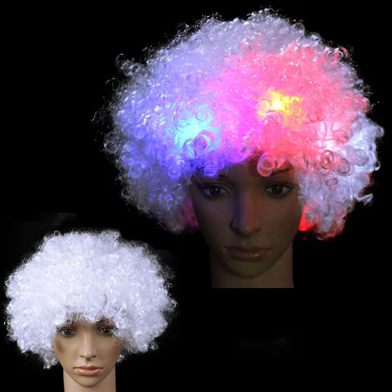 

Halloween 1Pcs Amazing Explosion Of Head LED Light Blinking Wig Christmas Clown Hat Glow Party Carnival Headdress For Kids Adult