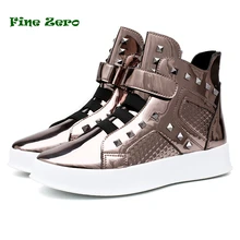 Мужская обувь из вулканизированной кожи; сезон осень-зима; высокая обувь с заклепками; однотонные мужские кроссовки на шнуровке; обувь для взрослых с высоким берцем; Zapatos De Hombre