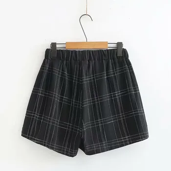 

200 Jin Plus Fat Increase Code Women's Wear Fat Mm Loose Leisure Slim Grid Shorts 011
