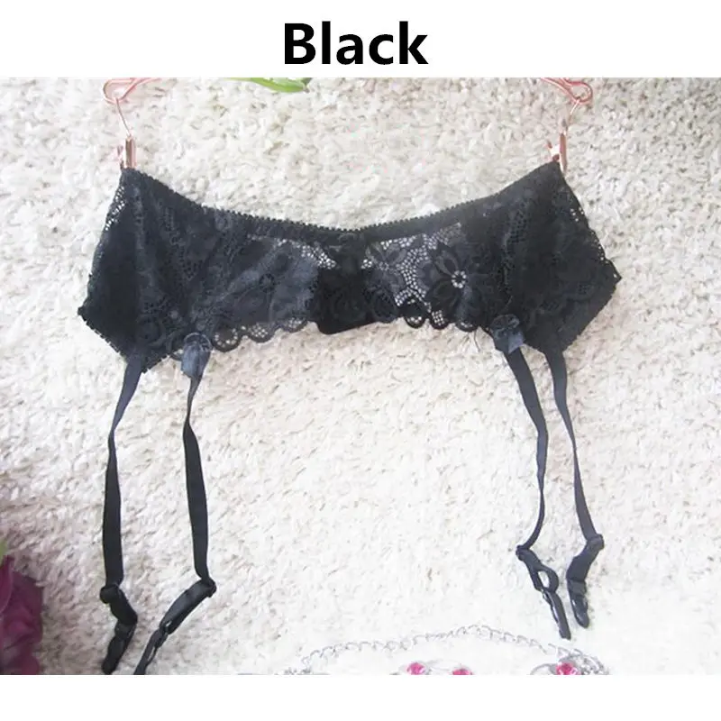 Black Garter Женские кружевные подвязки на подтяжках Регулируемый двубортный пояс на талии для бедра высокие чулки плюс размер нижнее белье сексуальный подвязка пояс - Цвет: Black Garter