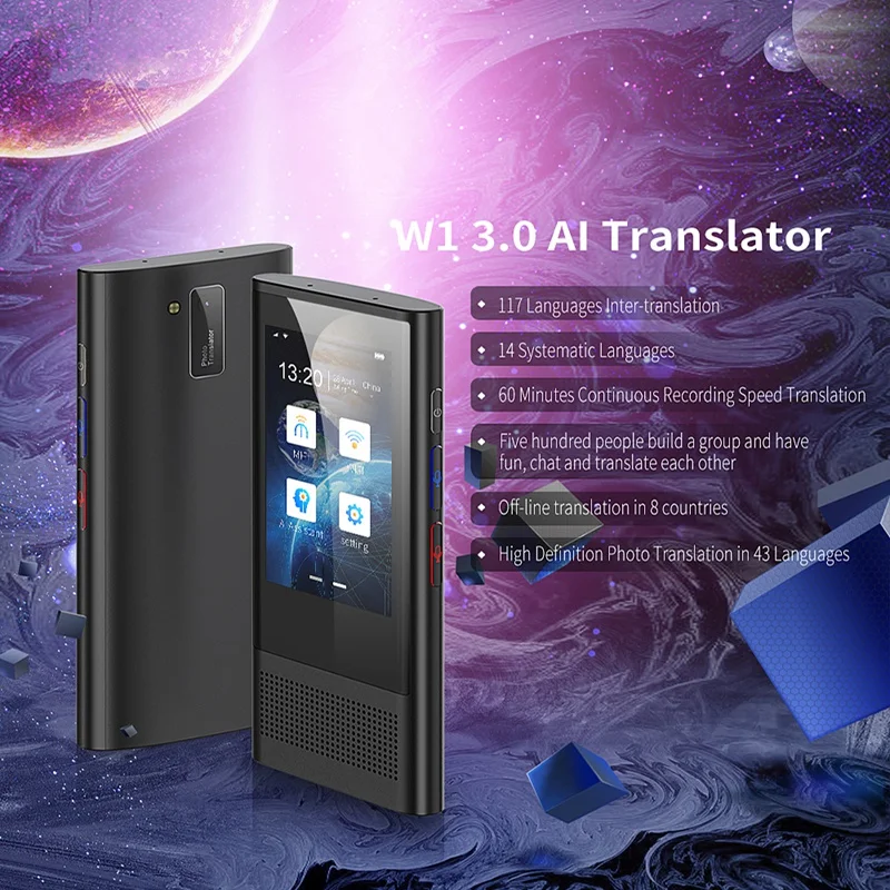 

W1 3.0 Translation AI Voice Photo Translator 3.1 Inch IPS 4G WIFI 8GB Memory 2080MAh 117 Languages Portable OTG Translation