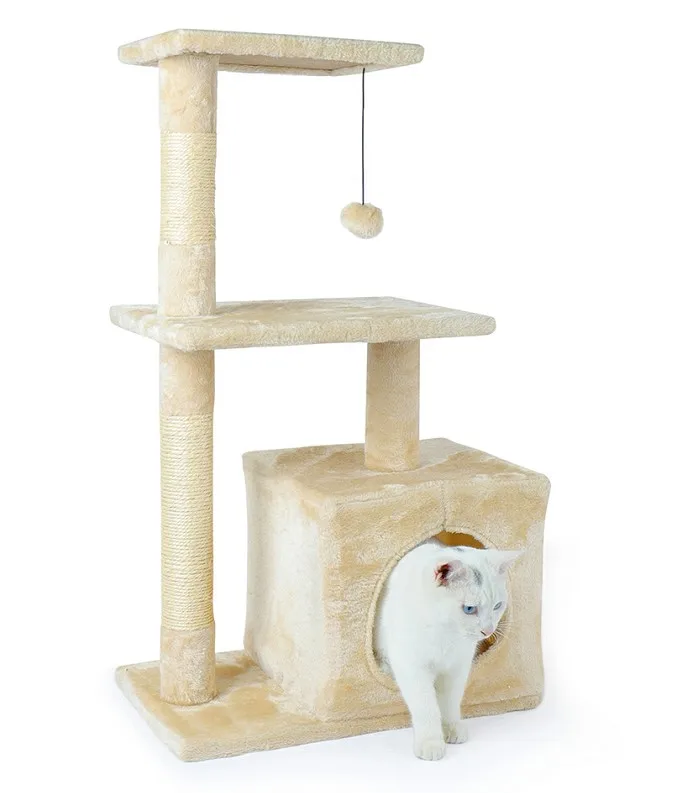 0420Beige Speedy Pet многофункциональное кресло креативный кубический домик с когтеточкой съемные подушечки для питомцев кошачье дерево с шариком - Цвет: 0420Beige
