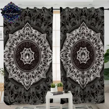 Mandala by Brizbazaar Curtains For Living Room Black White Flower Kitchen Curtains Vintage Gemstone Curtain Bohemia gardinen