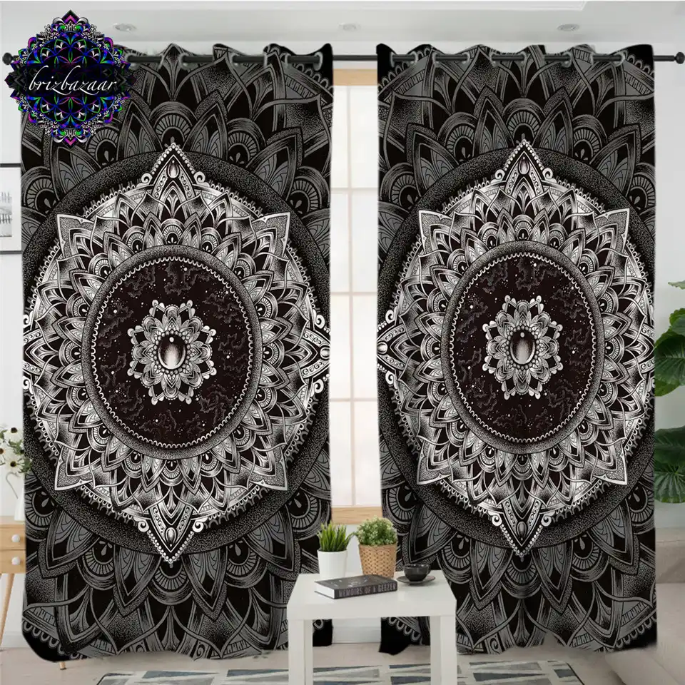 Beddingoutlet Mandala Living Room Curtain Gold Star Moon Blackout
