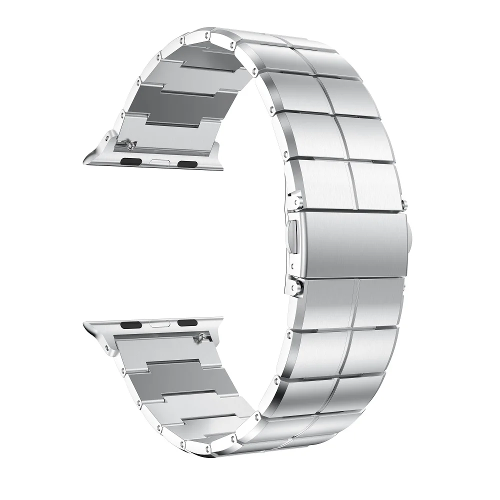 Silver Металлический ремешок для наручных часов Apple Watch 38/40 мм/42 44 мм длина браслета Нержавеющая сталь Браслет Смарт-часы ремешок для наручных часов Apple Watch серии 1, 2, 3, 4 года - Цвет ремешка: Silver