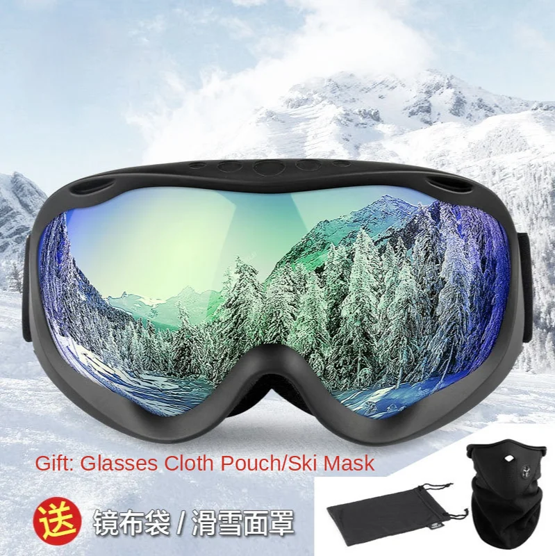 Double Lens Ski Snowboard Goggles Anti-fog UV Skiing Winter Snow White Glasses 