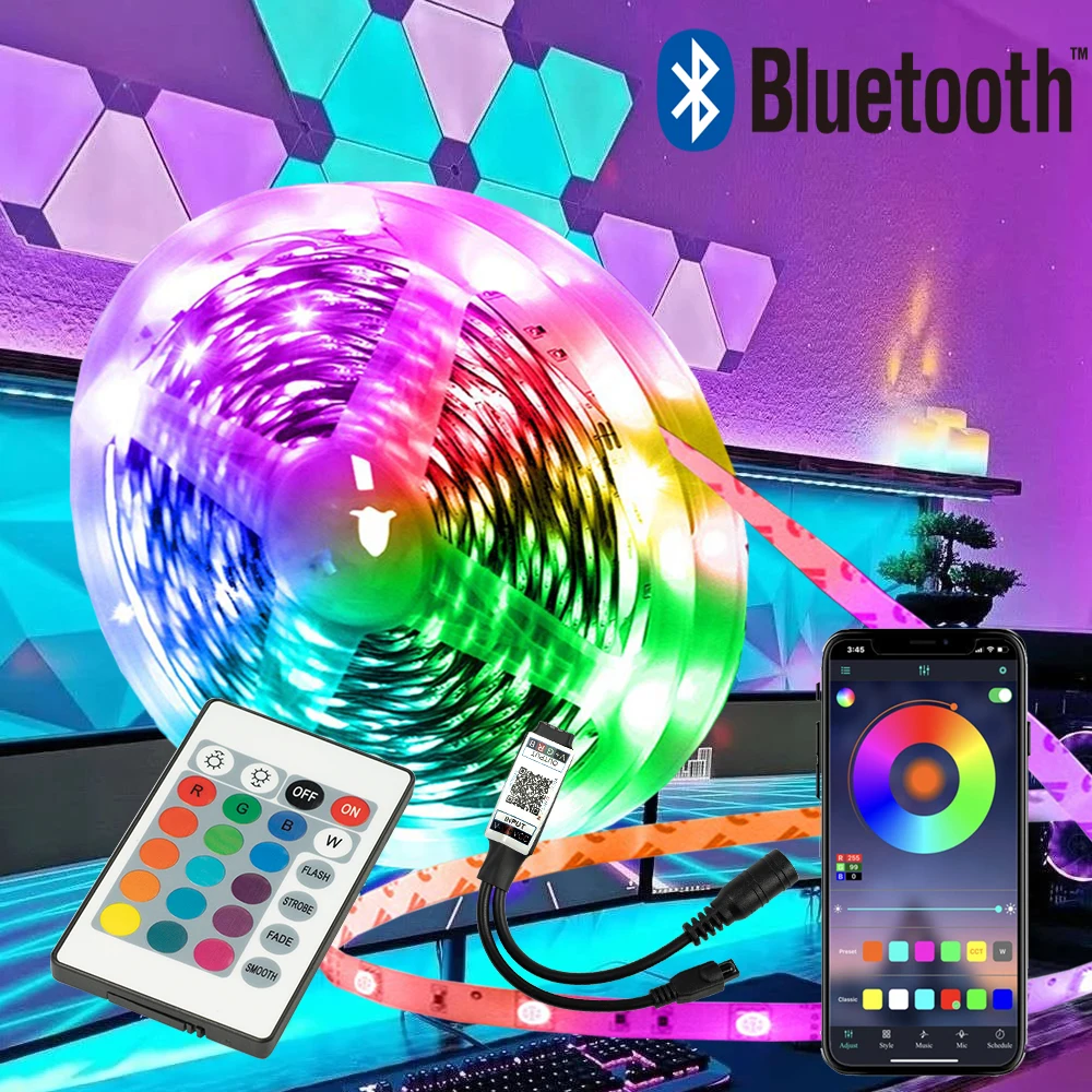 RGB 5050 штепсельная вилка европейского стандарта 65 6 футов ahout 20 м Bluetooth-управление