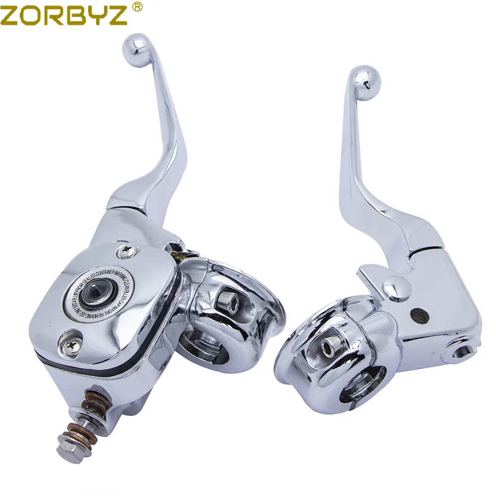 ZORBYZ 오토바이 크롬 브레이크 클러치 레버 펌프 마스터 실린더, 할리 소프테일 디럭스 로드 킹 팻 보이 브레이크아웃