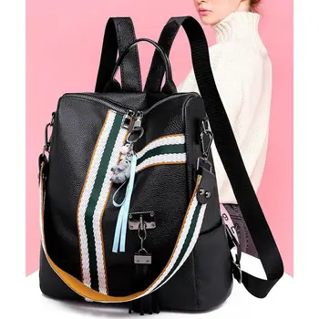

PinShang Woman Double Zipper Bag Large Capacity Pouch Soft PU Simple Fashion Travel Bag