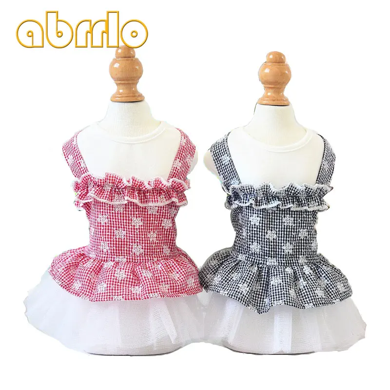 Summer Pet Dog Dress For Chihuahua Lovely Plaid Princess Weeding Puppy Tutu Skirt Small Dogs Cats Spring Pets Costumes | Дом и сад