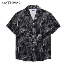 MATTSWAG Leaf Print Men Black Shirt Summer Hawaiian Beach Shirts for Men Lapel Loose Camp Aloha Mens Casual Shirt Short Sleeve MATTSWAG Leaf Print Men Black Shirt Summer Hawaiian Beach Shirts for Men Lapel Loose Camp Aloha Mens Casual Shirt Short Sleeve