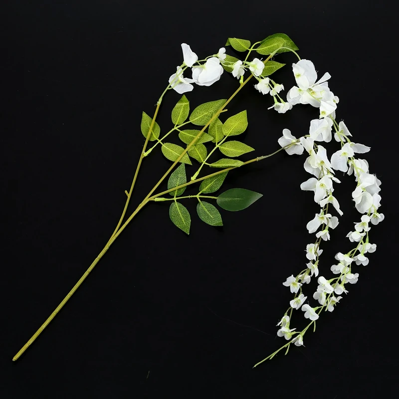 Top-12Pcs Artificial Silk Wisteria Vine Ratta Silk Hanging Flower Wedding Decor, 6Pcs White& 6Pcs Purple