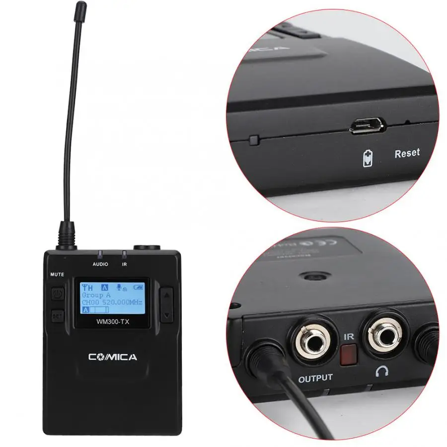 COMICA CVM-WM300C приемник микрофона UHF96 1R1T 120m беспроводной микрофон передатчики приемник комплект для DSLR