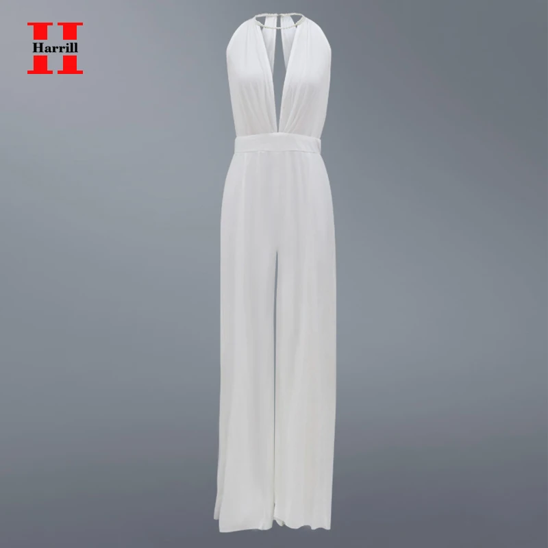 Harrill High-waisted White Jumpsuits Womens Boot Cut Rompers Women Clothes Streetwear Lace Sexy Backless Hollow Jumpsuits Party