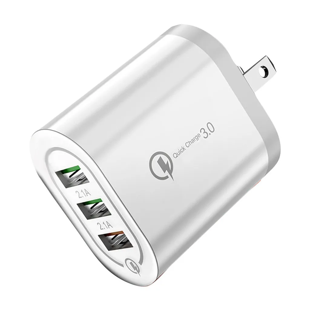 Быстрая зарядка US/EU 18W для QC 3,0 5 V/2A 3-USB зарядное устройство для путешествий блок питания