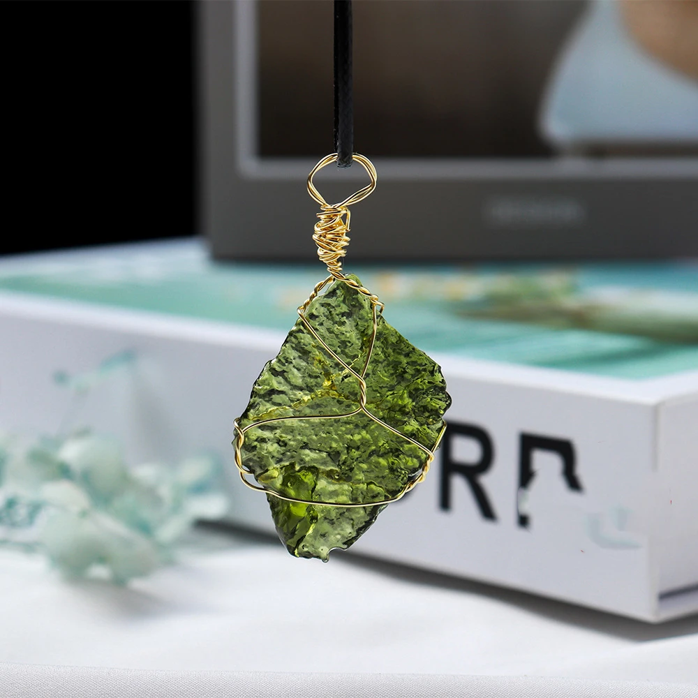 Moldavite Necklace High Vibration Gem on Sterling Silver Chain — Satin  Crystals