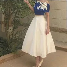 Два шт с открытыми плечами королевский синий короткое вечернее цветочное кружево, аппликация сексуальное вечернее платье для выпускного вечера abiye vestidos elegantes дешево