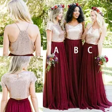 burgundy maid of honor dress
