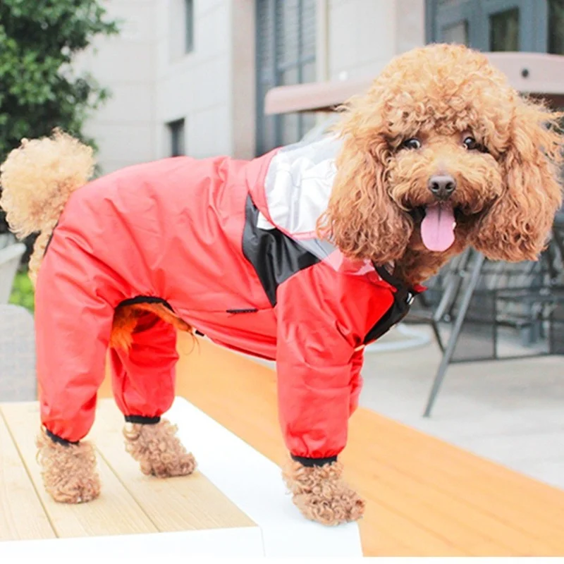 Pet Dog Waterproof Raincoat Jumpsuit Reflective Rain Coat Hooded Waterproof Jackets Small Dog Outdoor Clothes Pet Supplies 2