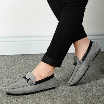 

Casual Summer Suede Leather Mens Loafers Luxury Brand Top Men Shoes Comfortable Slip on Boat Shoes for Men Moccasins Chaussure