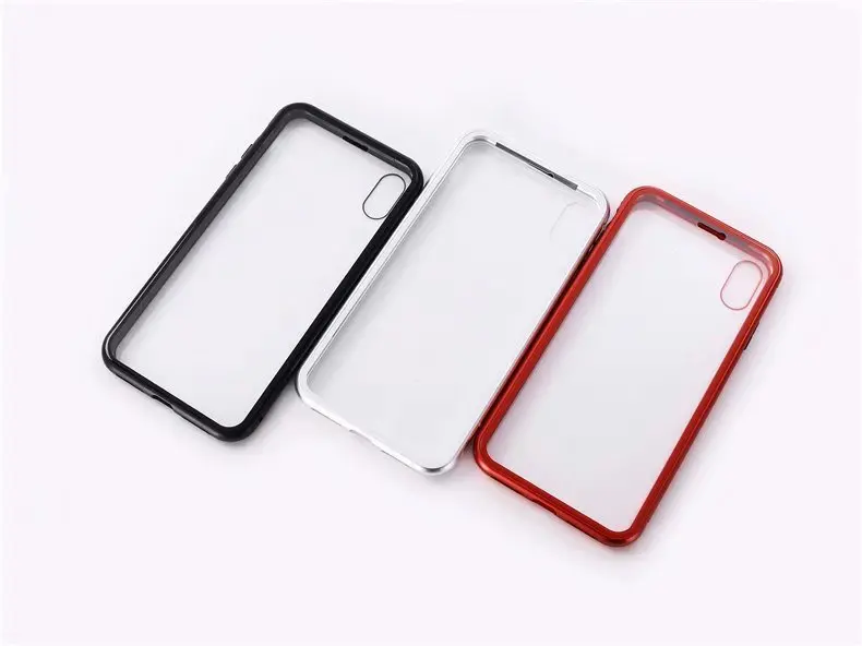 Magnetic Adsorption Case Luxury Back Full Cover Case Metal Magnetic Double sidedGlass phone case for Apple XS X XR 78 flip Cover