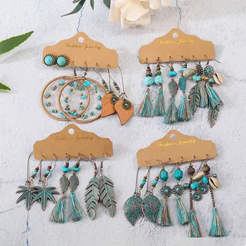 

New Fashion Bohemian Tassel Earrings for Women Vintage Cotton Silk Fabric Long Ethnic Fringe Drop Earrings 2020 Female Jewelry