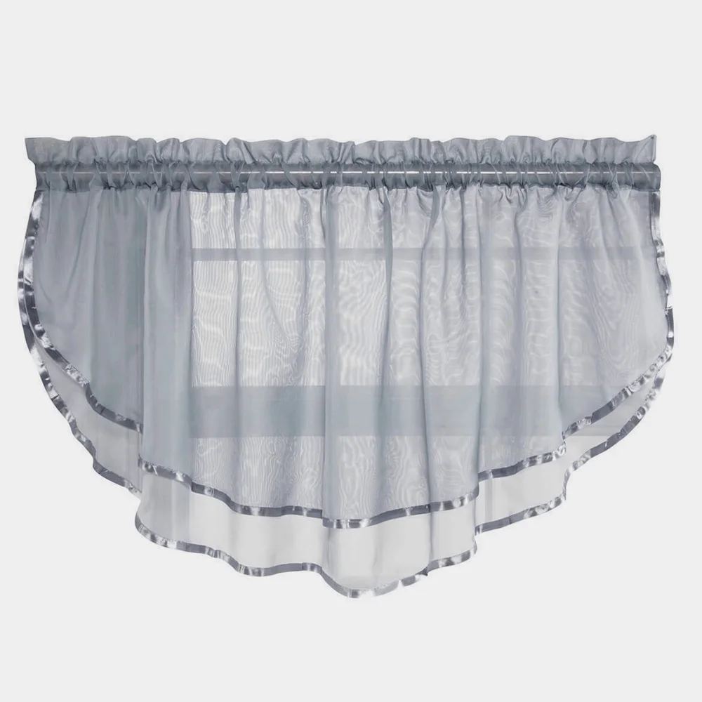 Прозрачная Короткая занавеска valance s для кухни однотонная зубчатая подзорная штанга карманная вуаль занавеска Tier для половинных окон ванная комната M1093 - Цвет: Light Grey