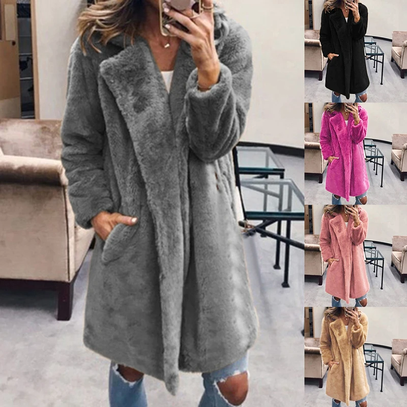 Новинка, зимнее пальто для женщин, пальто из искусственного меха, Женская Повседневная Толстая теплая верхняя одежда, куртка из искусственного меха, Chaquetas Mujer, размер S-3XL