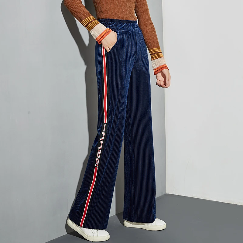 Зимний женский бархатный вельветовый брюки с широкими штанинами женские ретро