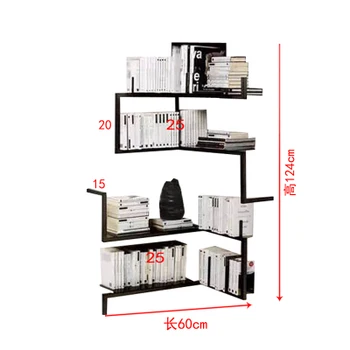

Bookcase living room iron wall hanging Creative bookshelf corner shelf Display rack on partition wall of bedroom organizer