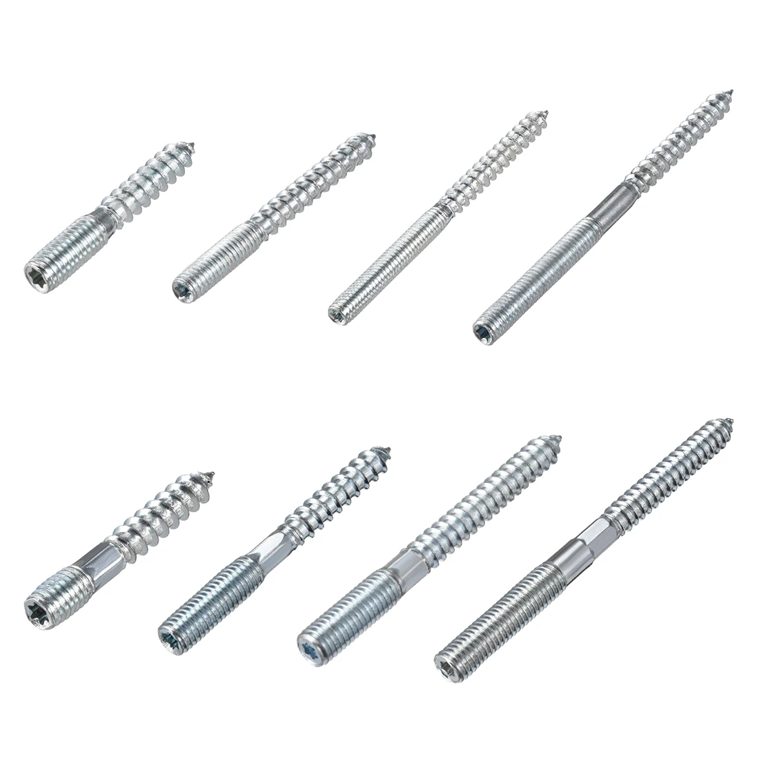uxcell 8Pcs M10x50mm Hanger Bolt Double Headed Bolt Self-Tapping Screw for Furniture