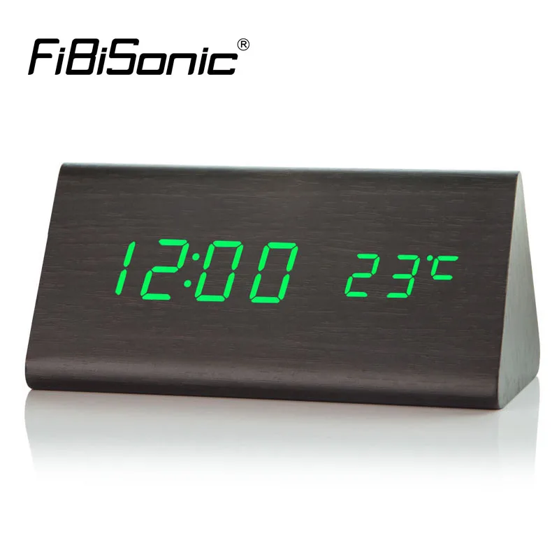 Электронные настольные часы FiBiSonic деревянный светодиодный Будильник с