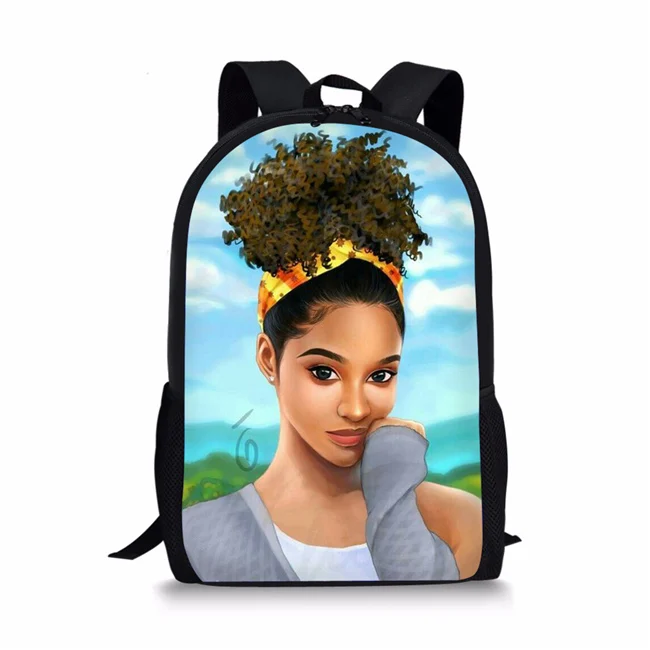 Бесшумные детские школьные сумки черная девочка волшебный афро женский с принтом Детский рюкзак подростковый школьный рюкзак Mochila Escolar - Цвет: LMZY1233C