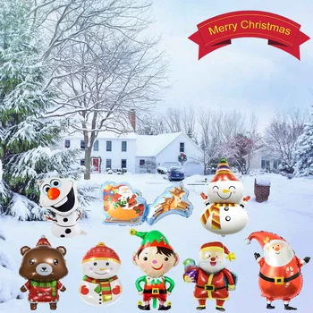 

Christmas Santa Claus Aluminum Film Balloons Christmas Bell Tree Alphabet Ballon Christmas Party Ornament