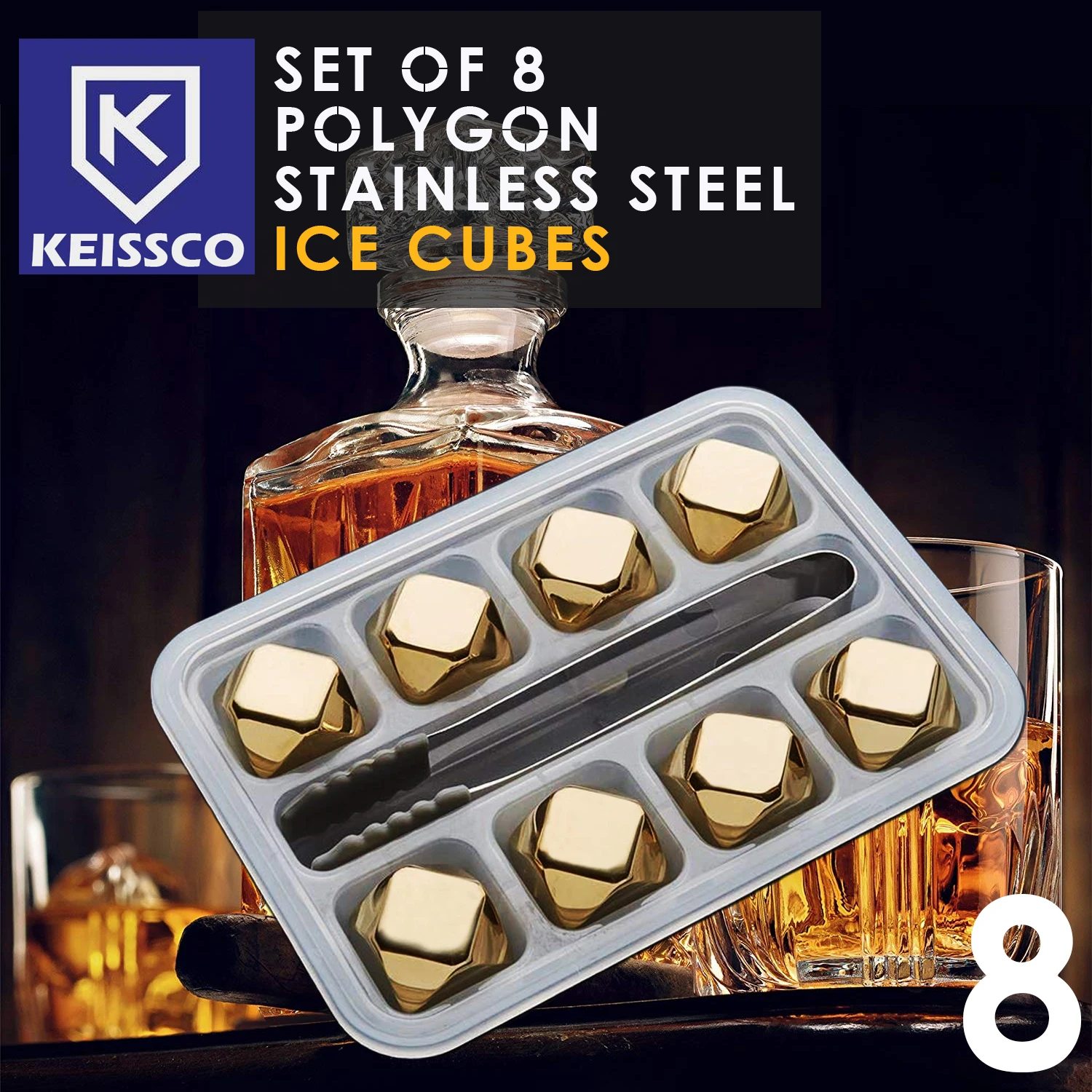 Stainless Steel Chilling Cubes Reusable Ice Cube Whiskey Stones for Drinks Beverage Jumbo Chilling Stones Set with Ice T