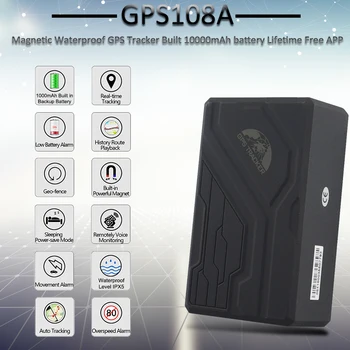 

GPS108A Waterproof Tracking Device GPS Vehicle Tracker TK108A Add Powerful Magnetic Rear Cover With Geo-fence/Over Speed Alarm