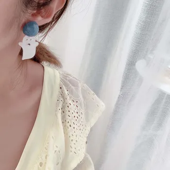 

Halloween Fashion Asymmetric Ghost Earrings Creative Funny Earrings Cartoon Female Earrings Dangle Earrings