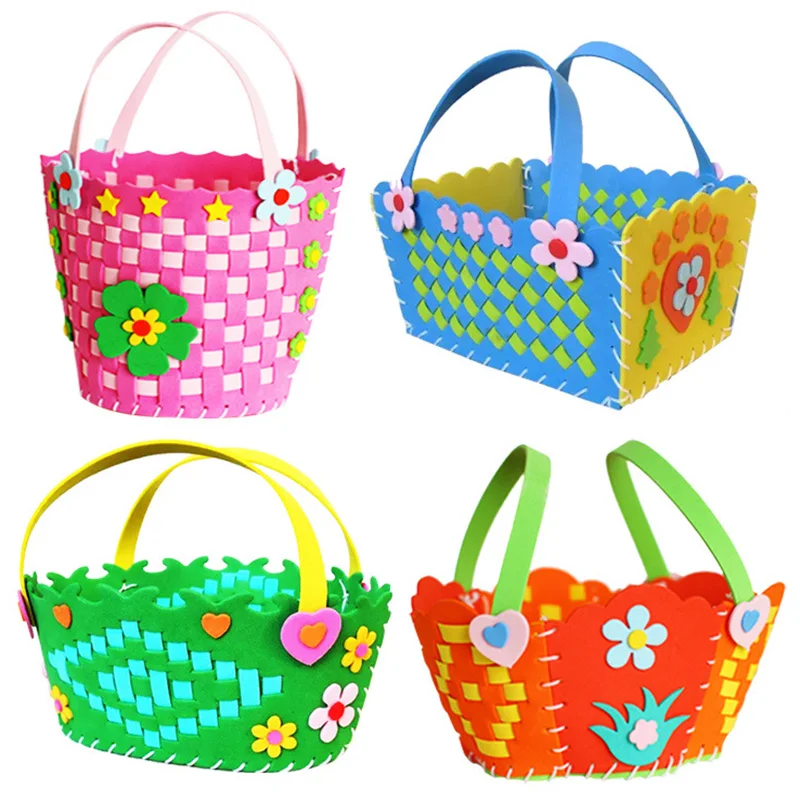 1Pc EVA Handmade Woven Paste Basket Childen Toy DIY Handicrafts Girl Gifts Sticky Kindergarten Material Kids Crafts Toys | Игрушки и