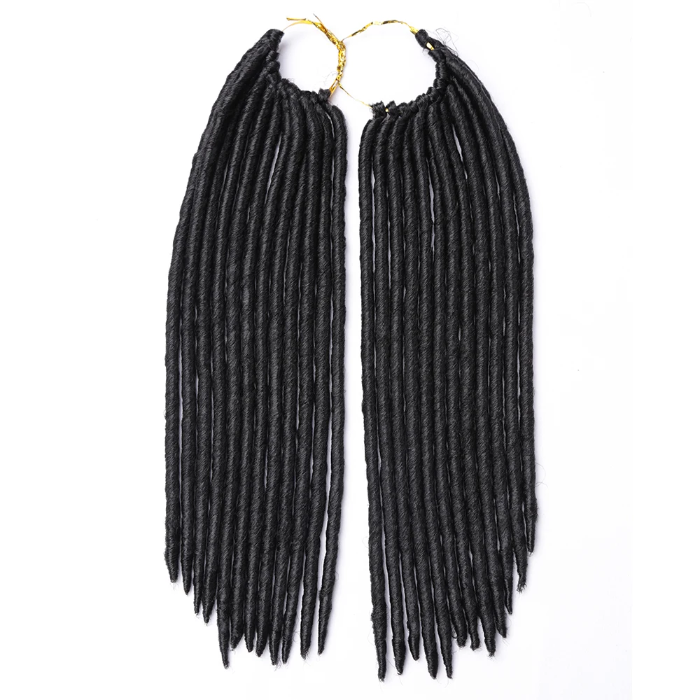 Synthetic Straight Faux Locs Crochet Hair Dreadlocks Braiding Hair Extensions Goddess Locs Hook Dreads Hair for Women Black 2