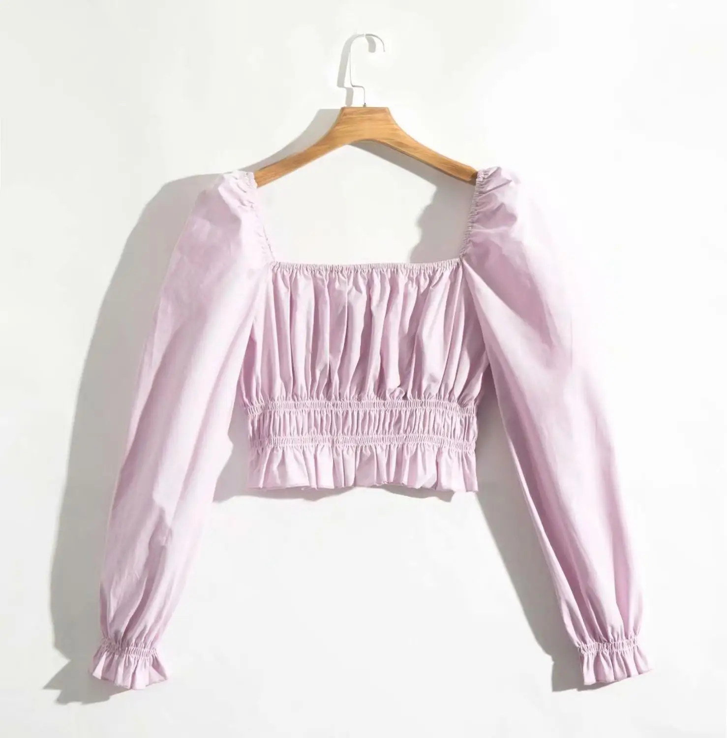 N365 purple 1154 Bazaleas шикарные фиолетовые блузки mujer de moda harajuku Обрезанные Женские Блузки модные с квадратным воротником женские кроп-топы - Цвет: N365 purple 1154
