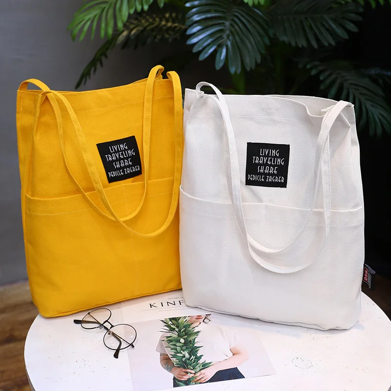 Одноцветная японская и Корейская стильная модная мужская Студенческая Простая Повседневная Ретро сумка для шоппинга Холщовая Сумка